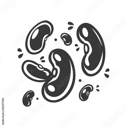 Scattered Black and White Beans