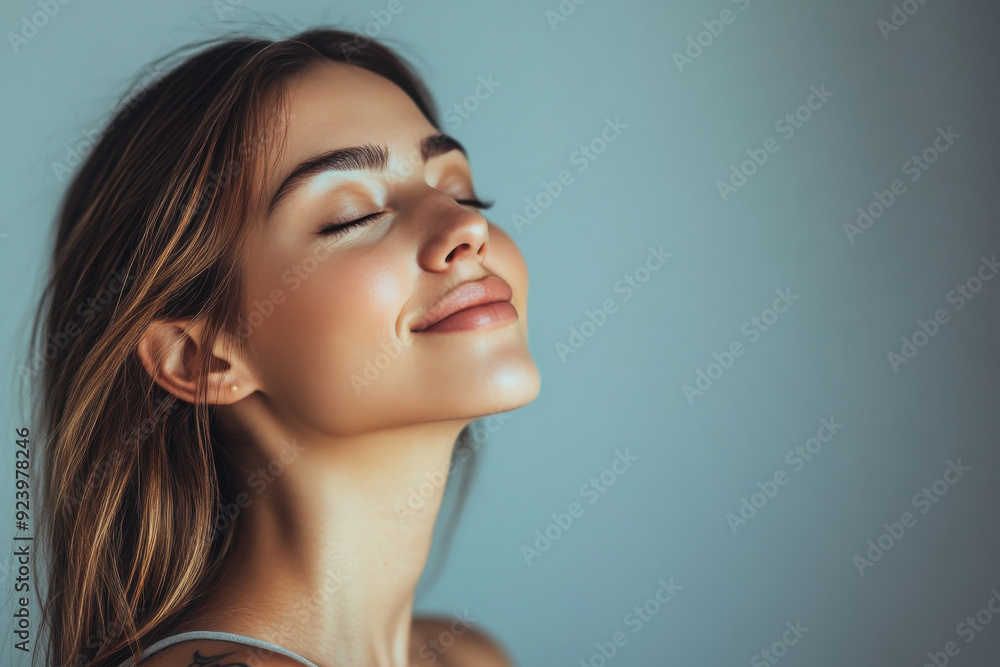 A close up of a woman's face with tattoos and her eyes closed A close up of a woman's face with tattoos and her eyes closed
