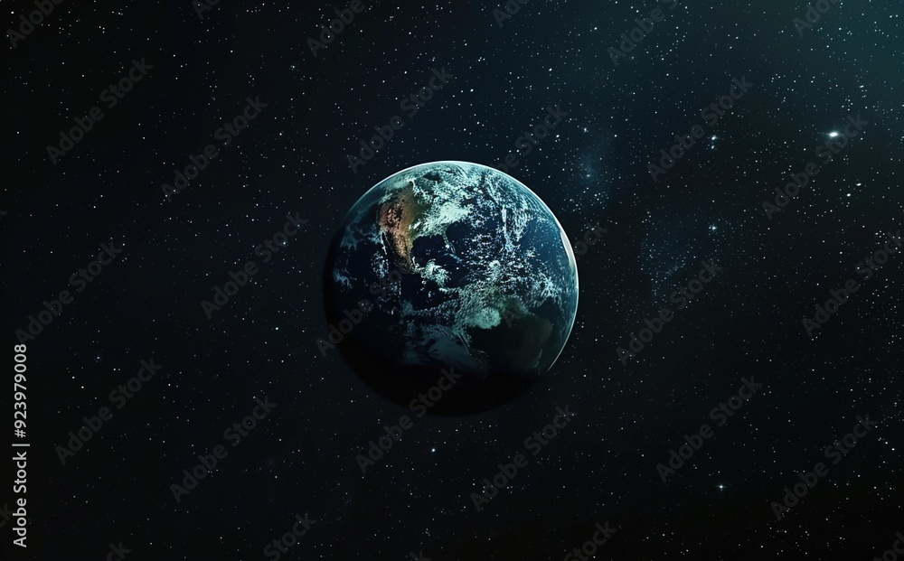 A cinematic still of the Earth floating in space A cinematic still of the Earth floating in space