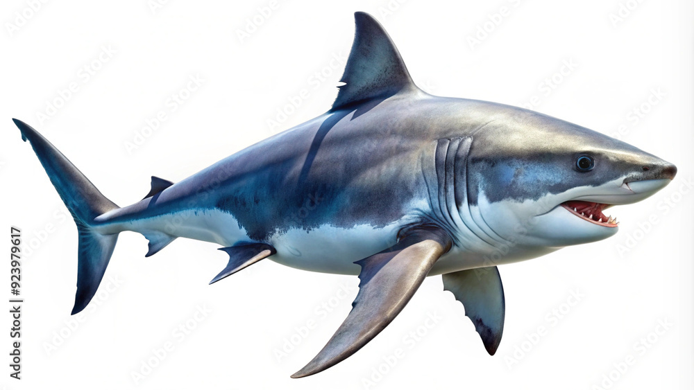 Fototapeta premium Shark in water, ocean, cut out transparent, white background png