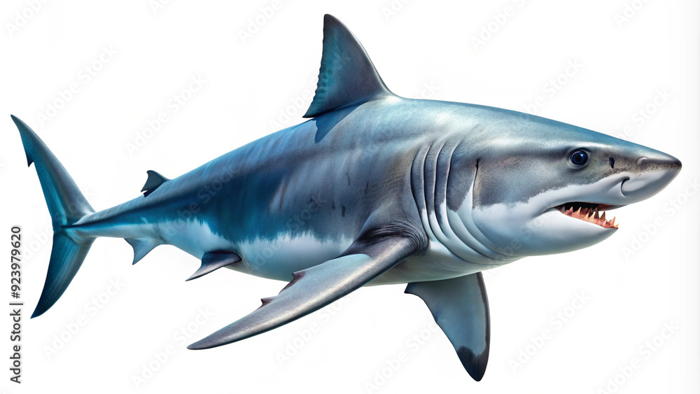 Obraz premium Shark in water, ocean, cut out transparent, white background png