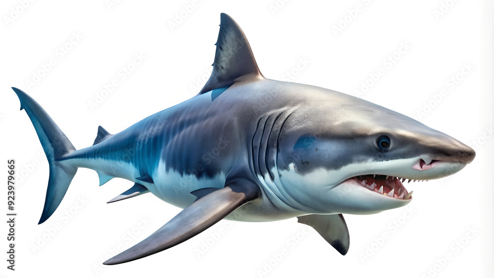 Naklejka premium Shark in water, ocean, cut out transparent, white background png