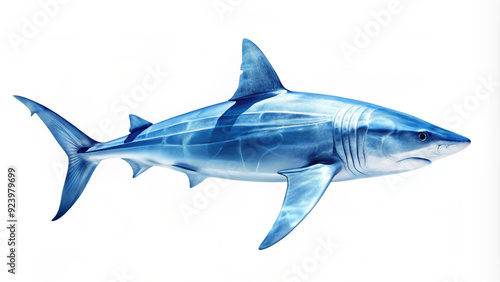 Shark in water, ocean, cut out transparent, white background png