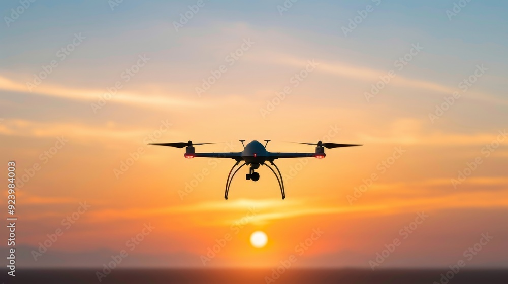 Obraz premium A drone is flying over a beautiful sunset