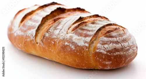 Freshly Baked Rustic Bread Loaf With Sliced Crust on a Linen Cloth