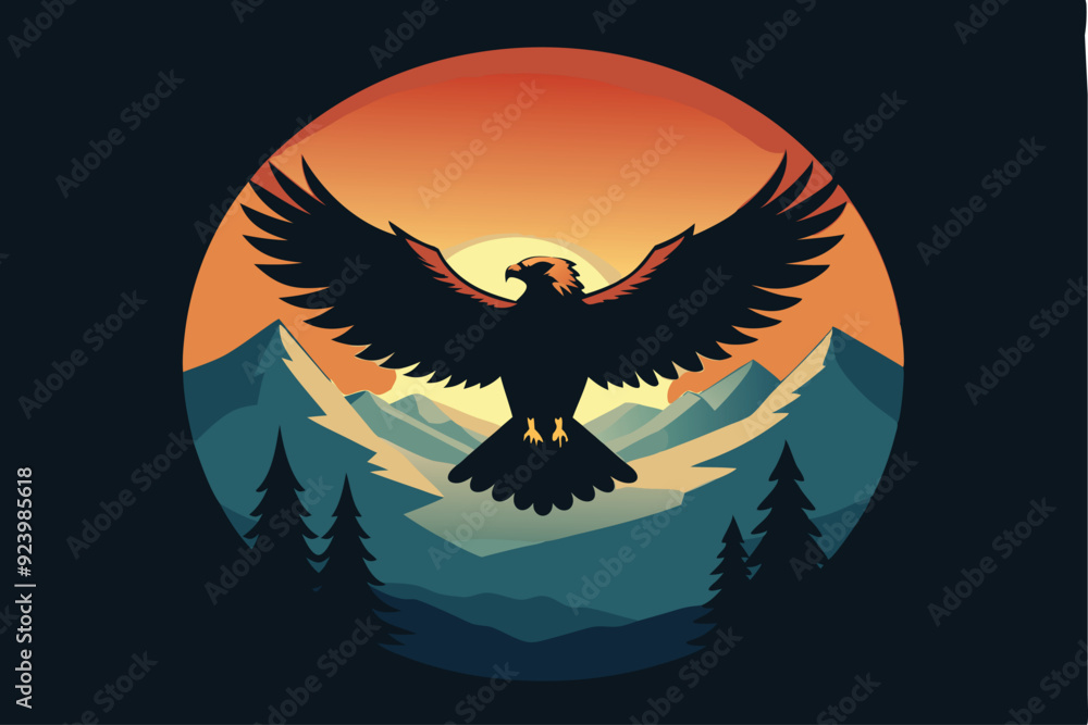 Fototapeta premium falcon silhouette vector illustration 