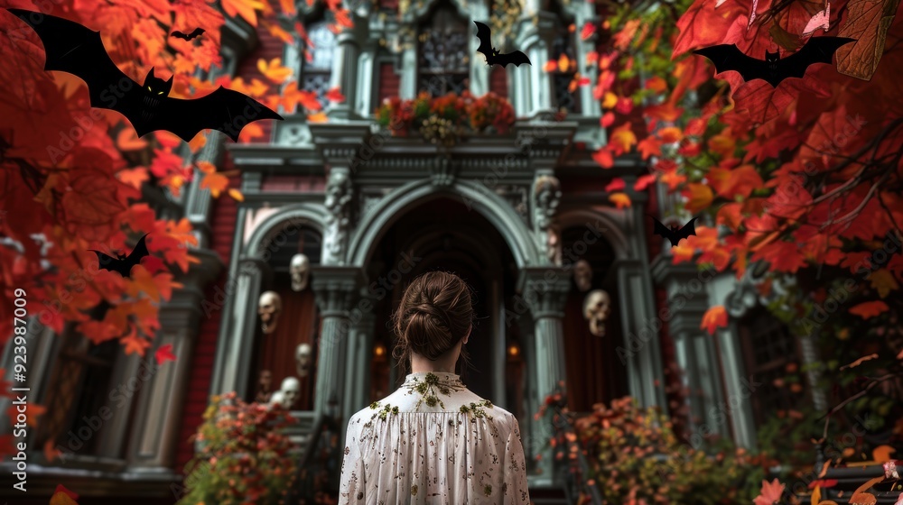 A spooky abandoned mansion with bats and owls roosting in its rafters ...