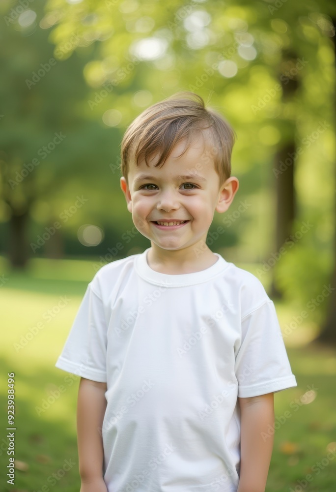 Cheerful child smiling in a sunny park during spring Cheerful child smiling in a sunny park during spring