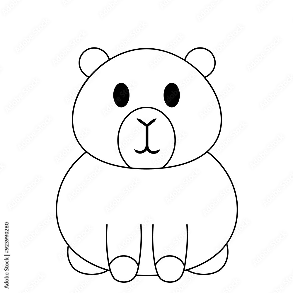 Cute cartoon Capybara in black and white Cute cartoon Capybara in black and white