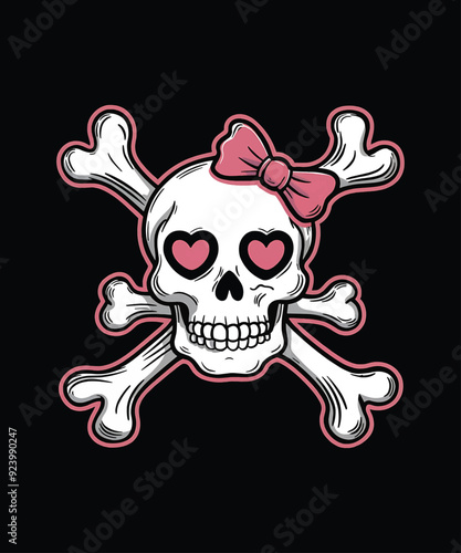 Charming Pink Bow Skull Graphic Tee for Women and Girls Adorable Kawaii Design