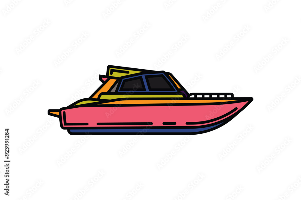 Original vector illustration. The contour icon of the yacht. Original vector illustration. The contour icon of the yacht.