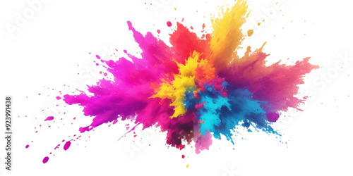 Bright colorful watercolor splash splatter stain brush strokes on white background. Modern vibrant aquarelle spot. Rainbow trendy isolated design on white. Element. Vector watercolor illustration.	