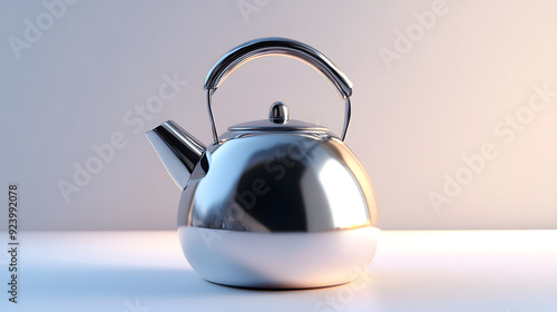  "3D Product Rendering of Cyberpunk Steel Kettle in Studio Lighting"