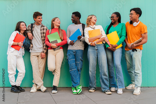 Картината върху платно A large gathering of teenage students, their laughter echoing across the university campus as they engage in lively conversations