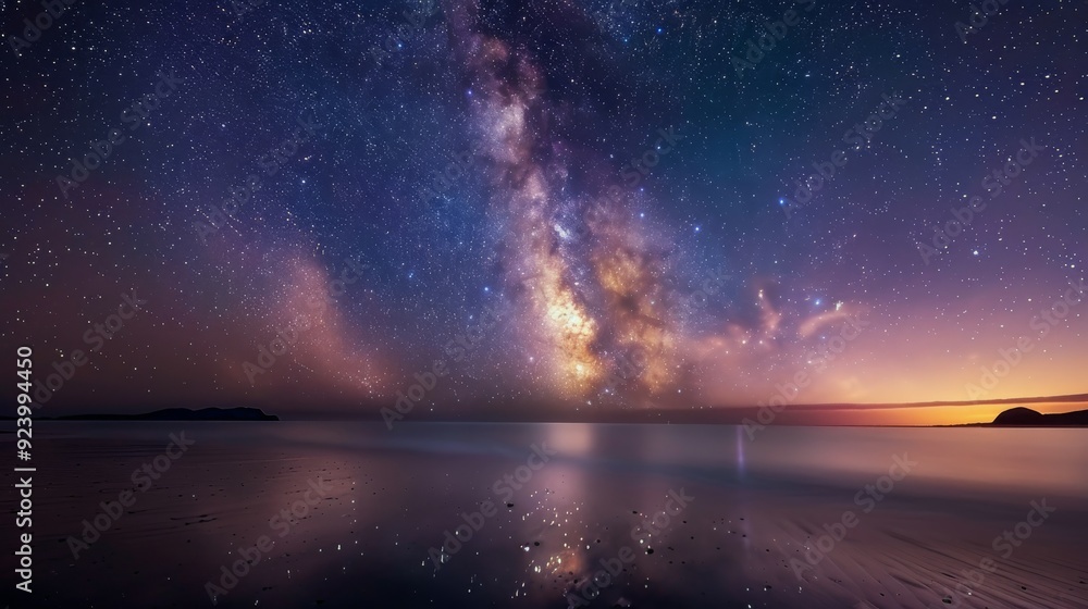 Obraz premium Stunning Sunset Over Serene Lake With Mountain Reflections at Dusk