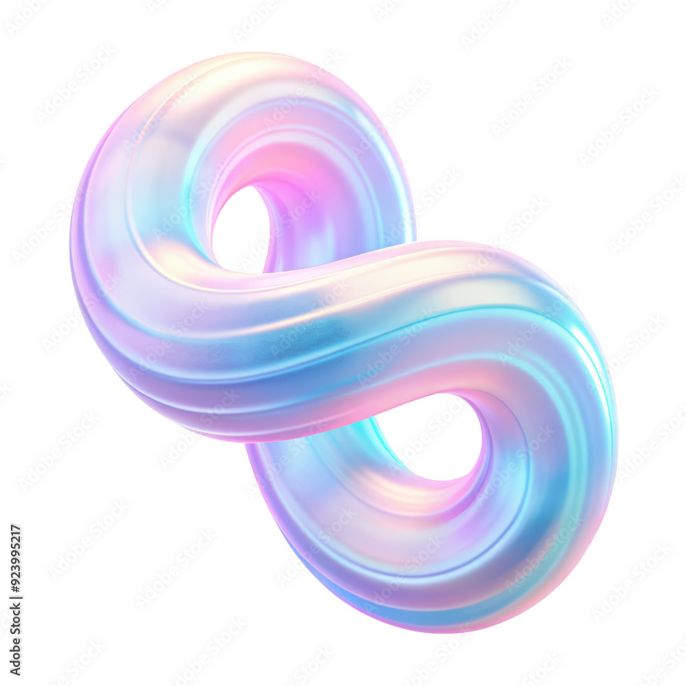 Pastel-toned 3D infinity shape featuring a smooth loop. The abstract design blends soft hues of blue, pink, and purple in a glossy, futuristic finish. Isolated on transparent background, png. Pastel-toned 3D infinity shape featuring a smooth loop. The abstract design blends soft hues of blue, pink, and purple in a glossy, futuristic finish. Isolated on transparent background, png.