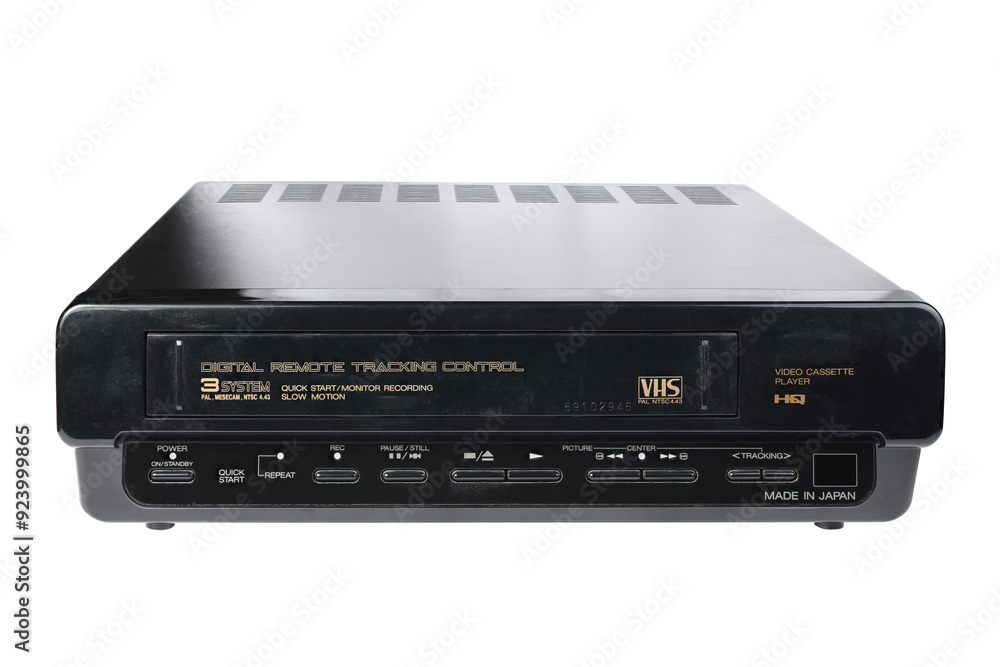 Obraz premium Old video recorder isolated on white background.front view