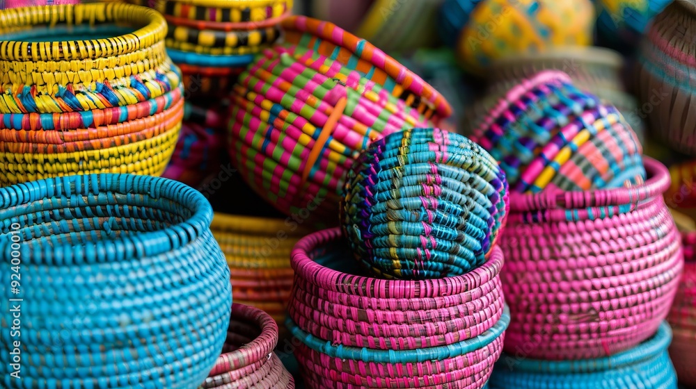 a bunch of colorful baskets sitting on top of each other a bunch of colorful baskets sitting on top of each other