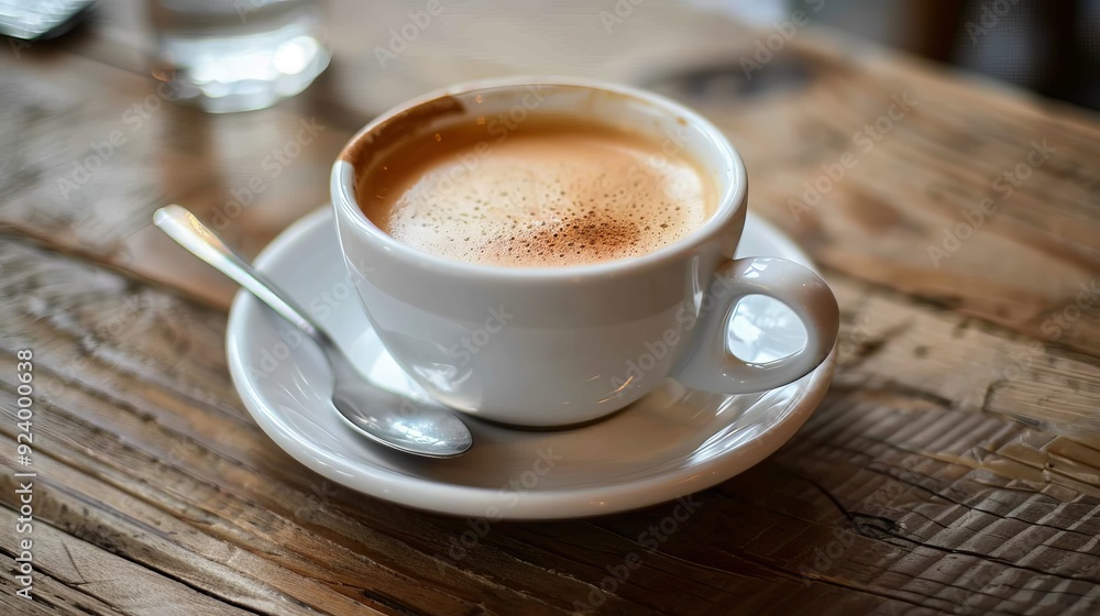 a cup of coffee with a spoon on a saucer a cup of coffee with a spoon on a saucer