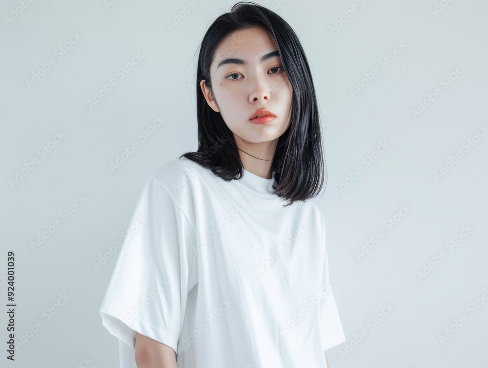 女, 女性, モデル, 可愛い, 美人, アジア人, 日本人, Tシャツ, 白いTシャツ, 白背景, Female, Female model, Cute, Beautiful, Asian, Japanese, T-shirt, White T-shirt, White background 女, 女性, モデル, 可愛い, 美人, アジア人, 日本人, Tシャツ, 白いTシャツ, 白背景, Female, Female model, Cute, Beautiful, Asian, Japanese, T-shirt, White T-shirt, White background