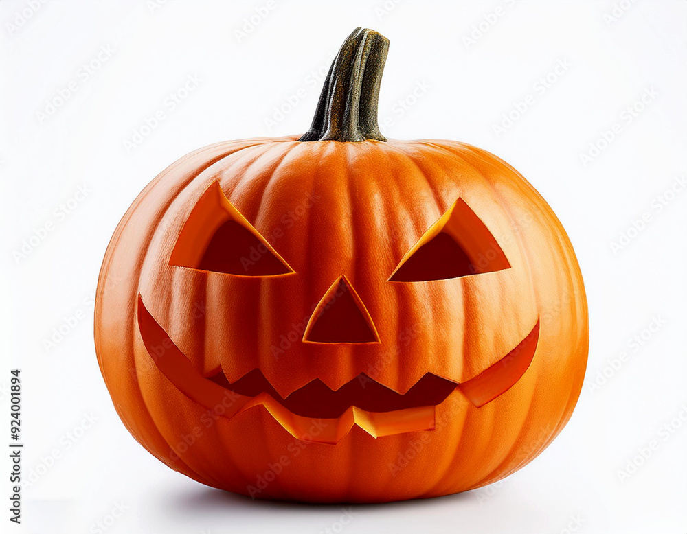 Halloween pumpkin with full depth of field, isolated on a white background Halloween pumpkin with full depth of field, isolated on a white background