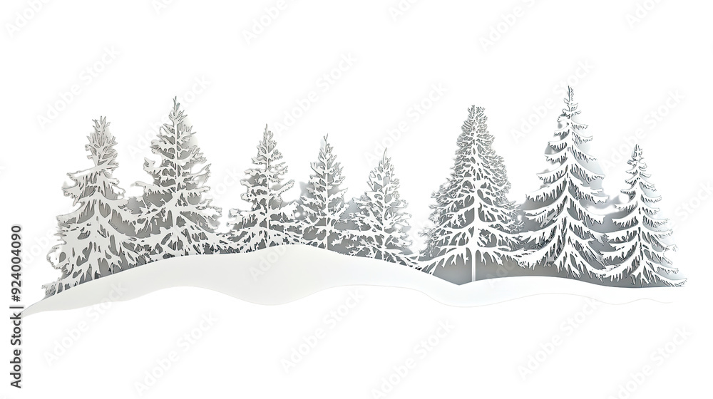 Obraz premium Winter landscape transparent background