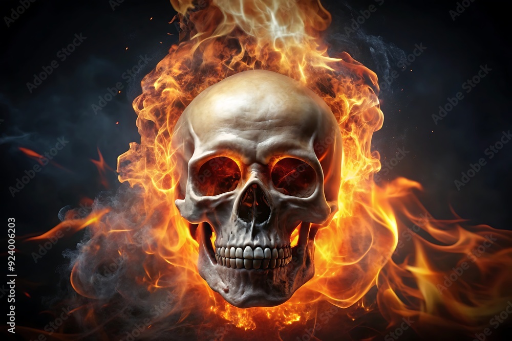 Skull with fire. High resolution 3d render. Skull with fire. High resolution 3d render.