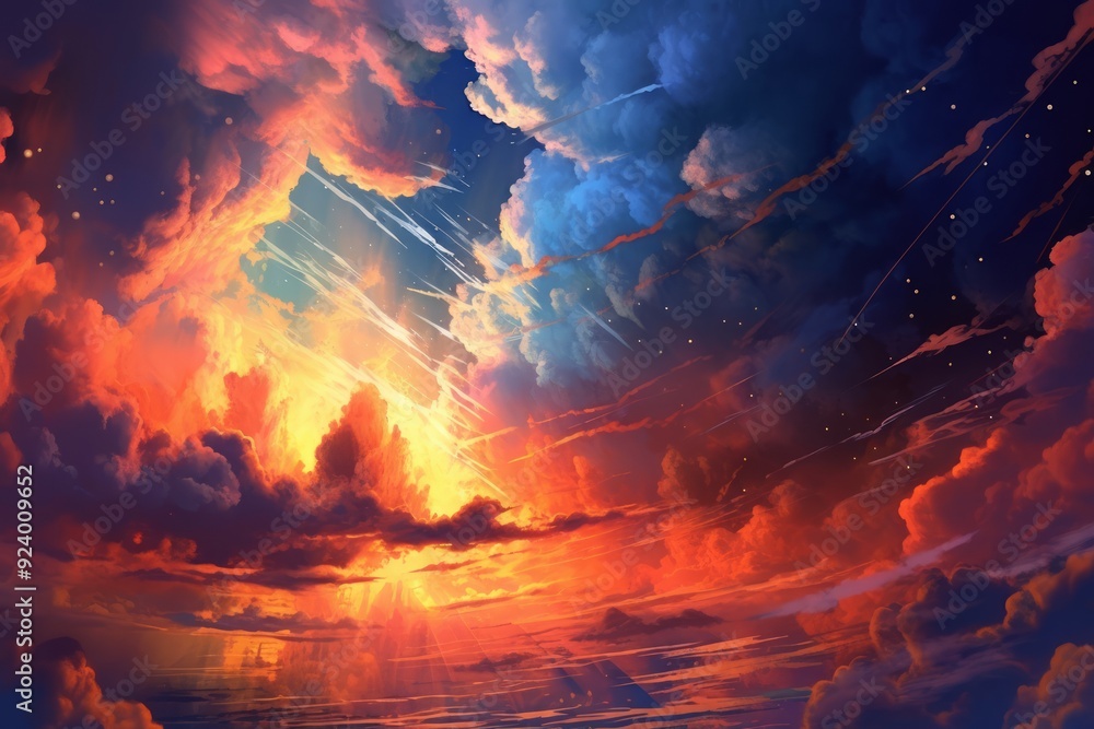 Fantastic view of the dark overcast sky. Dramatic and picturesque morning scene. Beauty world. 