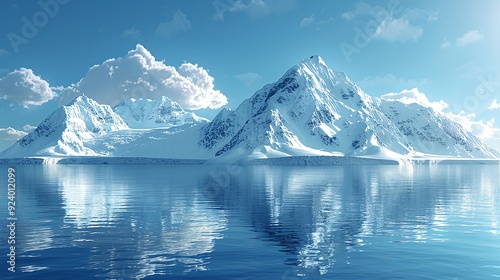 Visualize the impact of global warming on polar ice caps with a graphic showing melting ice and rising sea levels, highlighting the urgent need for emission reduction and climate action. high