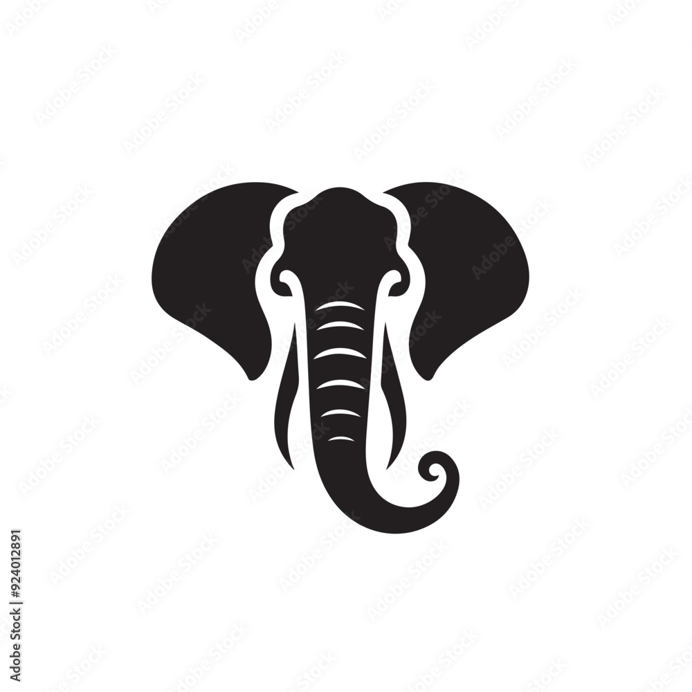elephant head silhouette mascot , vector art elephant head silhouette mascot , vector art