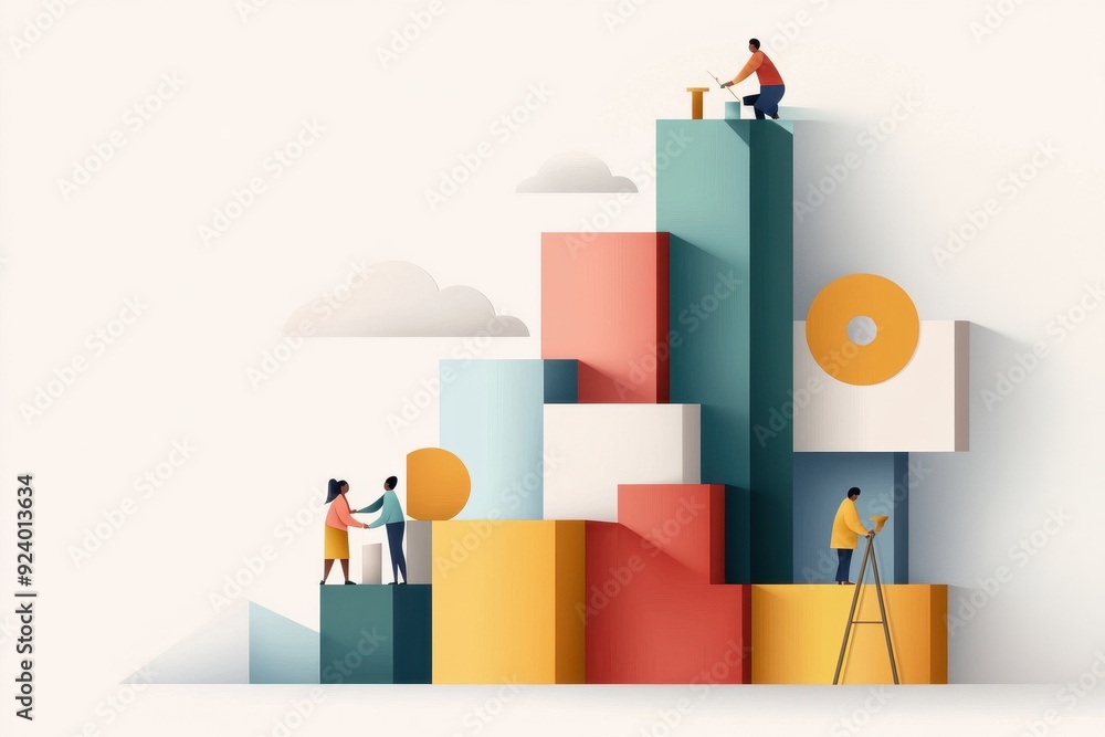 Creative Diversity in Architecture: Hand-Drawn Architects Designing Colorful Urban Project