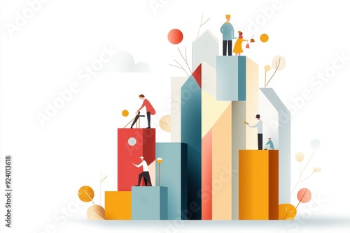 Creative Diversity: Hand-Drawn Architects Designing Colorful Urban Project - Vector Illustration of Inclusive Occupation