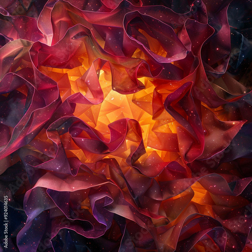 A nebula woven from velvet and origami powered by cybernetic tesseract energy