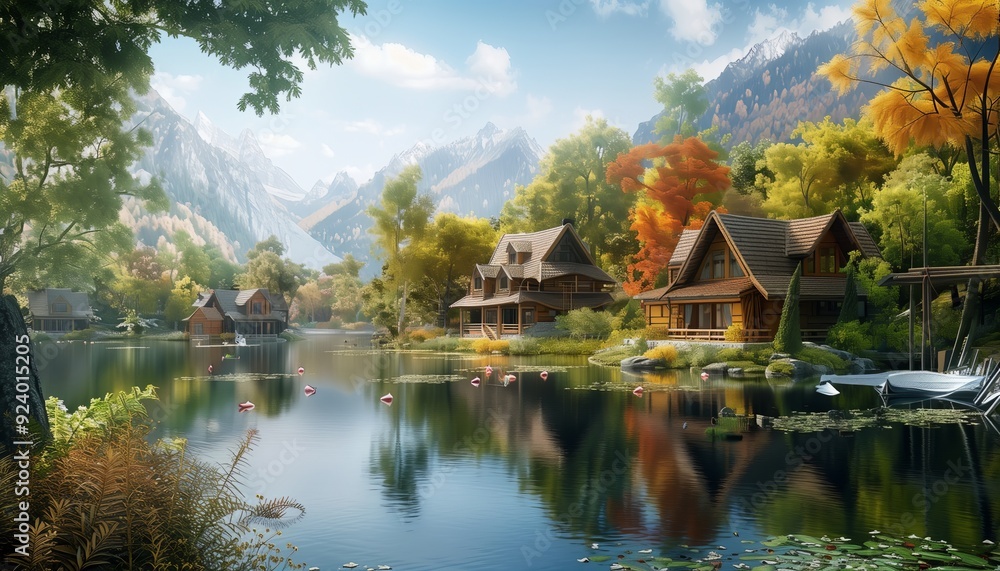 Naklejka premium Village natural high definition photography