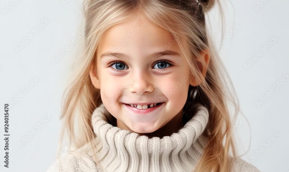 Portrait of a cute little girl in a sweater on a white background Portrait of a cute little girl in a sweater on a white background