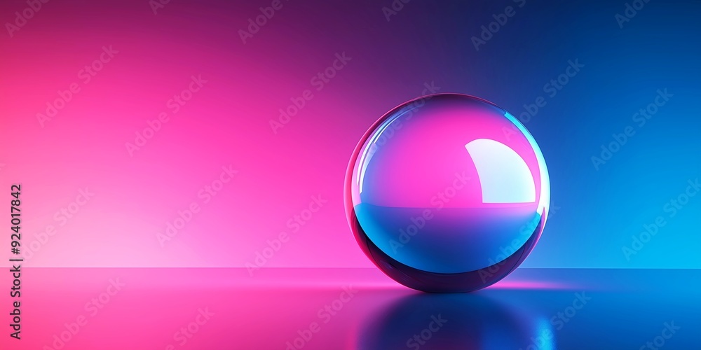 Pink and blue gradient sphere on a reflective surface, ideal for futuristic digital art and vibrant backgrounds
Pink and blue gradient sphere on a reflective surface, ideal for futuristic digital art and vibrant backgrounds