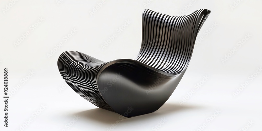 Sleek and modern chair made of metal slats, designed for contemporary interiors and minimalist spaces
Sleek and modern chair made of metal slats, designed for contemporary interiors and minimalist spaces