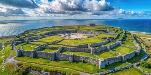 Prehistoric stone fort of Dun Aonghasa on Inishmore island, Ireland , Fort, ancient, ruins, Aran Islands