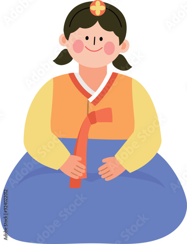 명절에 한복을 입은 여자