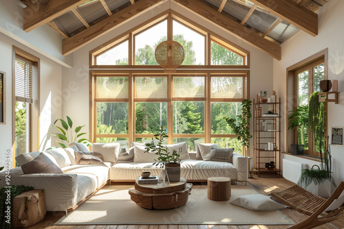 Modern Living Room with Natural Light and Wooden Accents