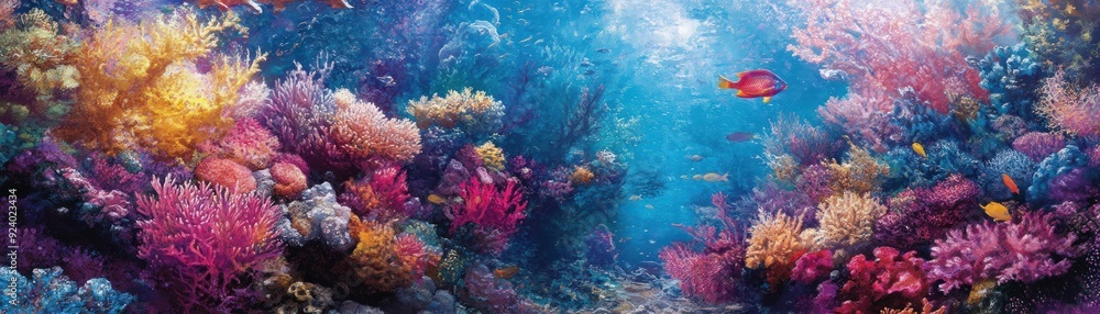 Fototapeta premium A vibrant underwater coral reef teeming with fish