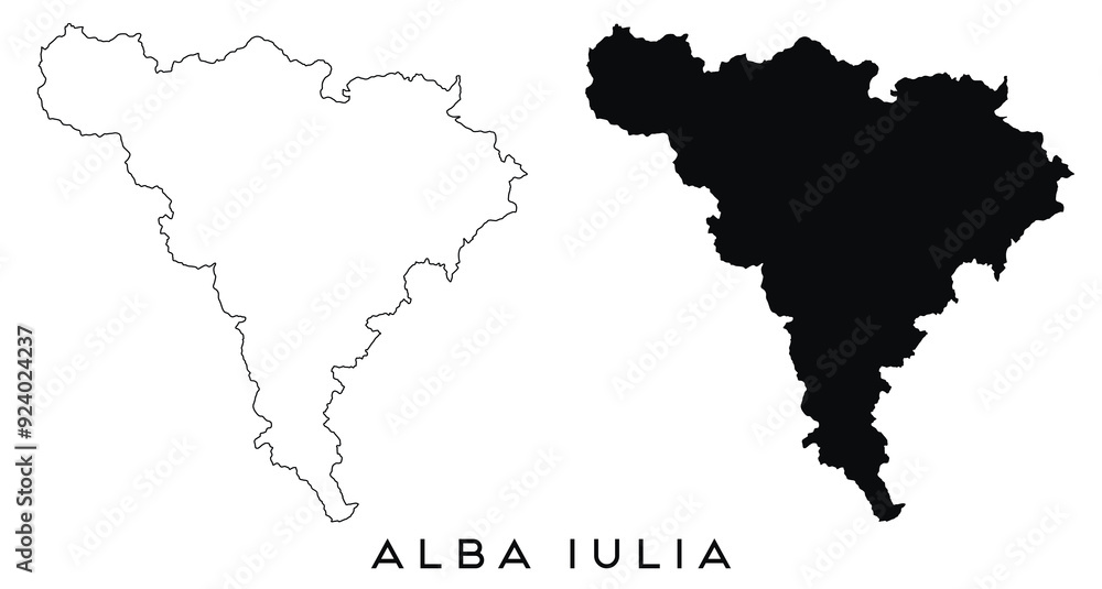 Fototapeta premium Alba Iulia map outline and black silhouette vector