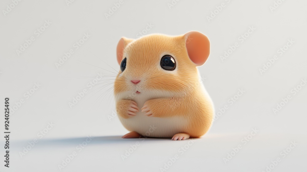 Adorable orange hamster against a white background showing a calm and serene atmosphere at daylight Adorable orange hamster against a white background showing a calm and serene atmosphere at daylight
