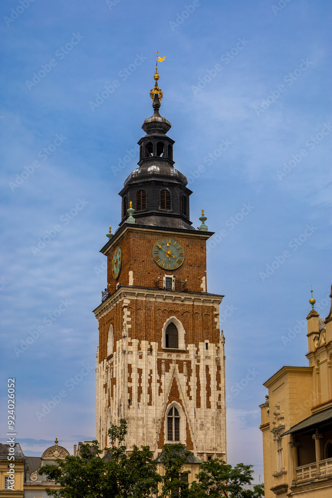 Krakow, Poland, Europe, 2 August 2024: Churches and historical buildings in and around the Main Square Krakow, Poland, Europe, 2 August 2024: Churches and historical buildings in and around the Main Square