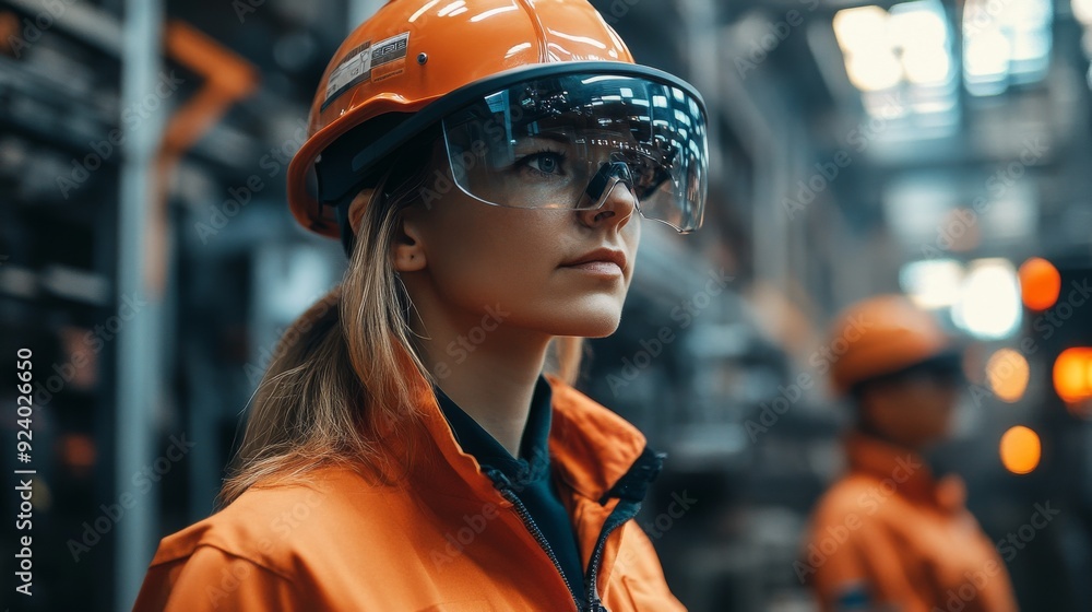 Smart Glasses for Industrial Applications: Workers using AR glasses for enhanced productivity in an industrial setting. Smart Glasses for Industrial Applications: Workers using AR glasses for enhanced productivity in an industrial setting.