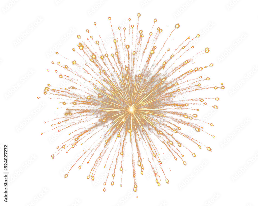 Obraz premium PNG Vibrant golden fireworks burst
