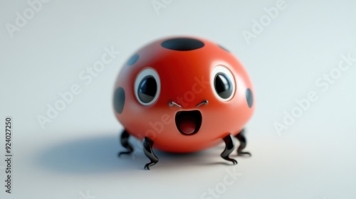 Cute Animated Ladybug on a White Background with Happy Expression