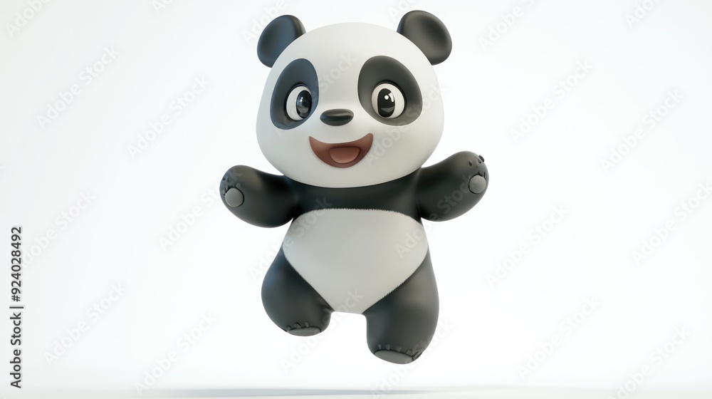 Adorable Cartoon Panda Character with Cute Expression and Open Arms Adorable Cartoon Panda Character with Cute Expression and Open Arms