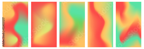 orange yellow teal gradient pastel colors sof curves and design in vector mesh