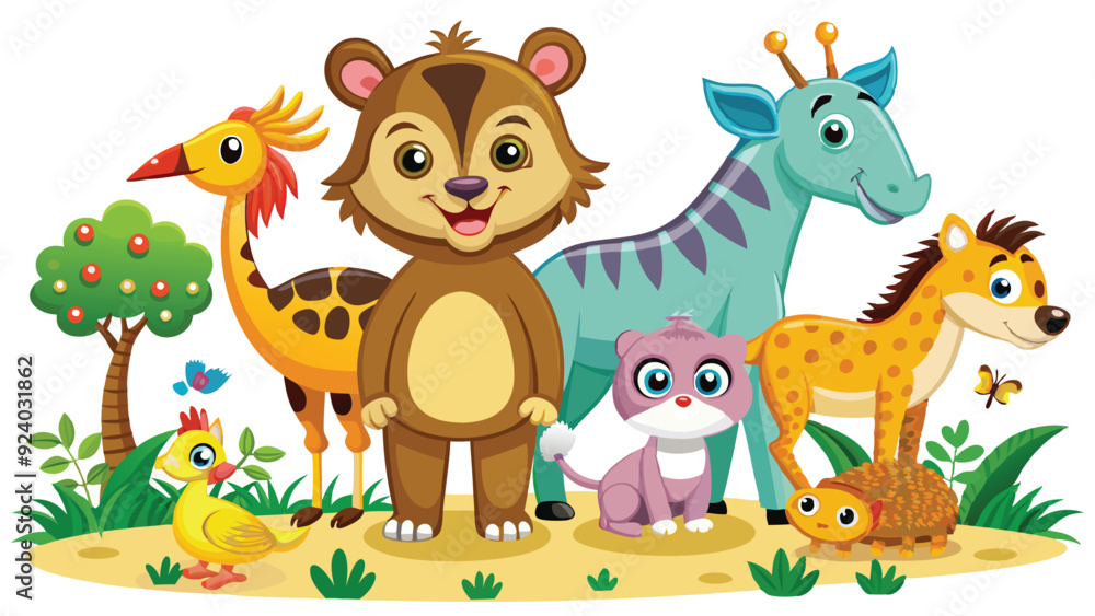 Kids style drawing doodle animals isolated EPS Vector Images Kids style drawing doodle animals isolated EPS Vector Images